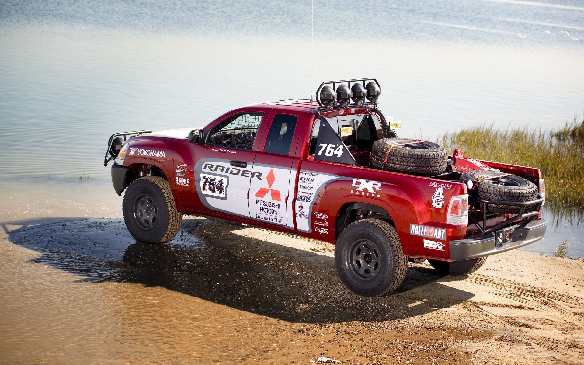 racing truck on beach