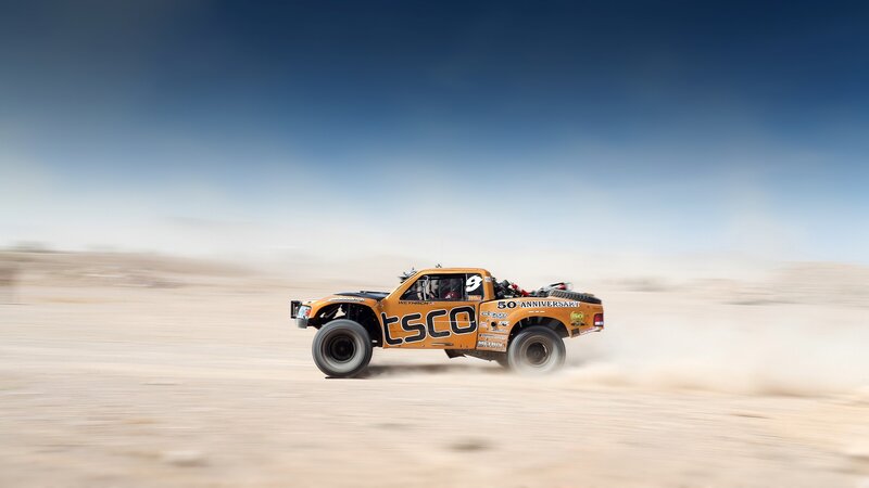 Racing truck on desert track