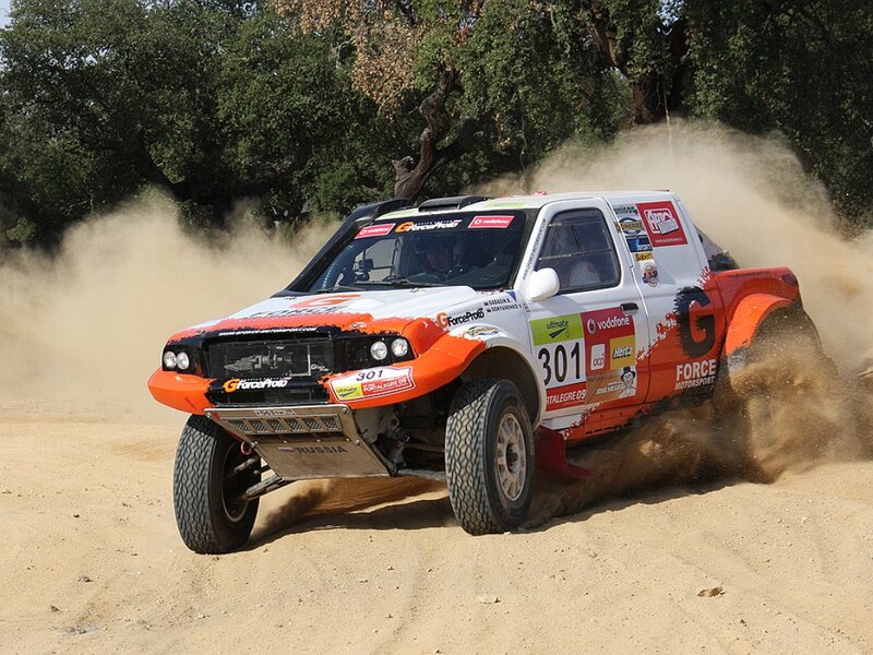 Racing Truck on Dirt — White, Dynamic