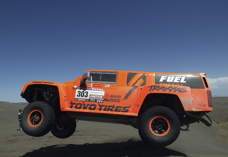 Racing truck on sand dunes