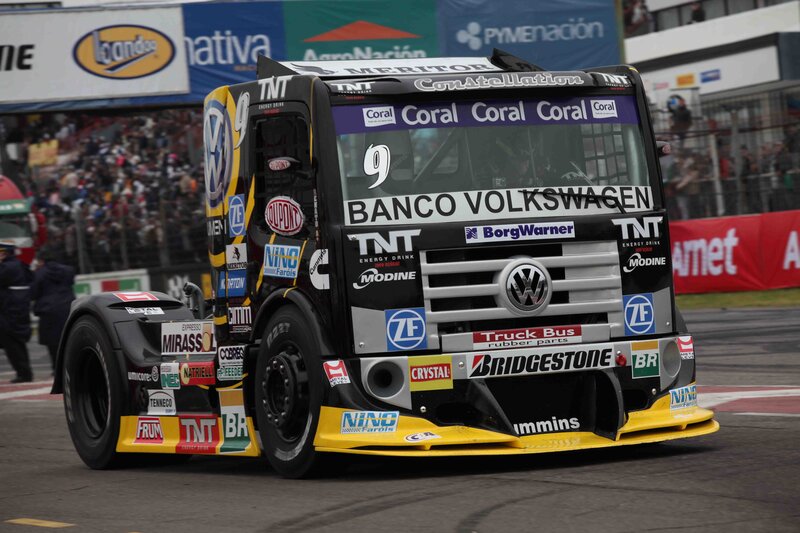 Racing Truck on Track — Black, Dynamic, Afternoon