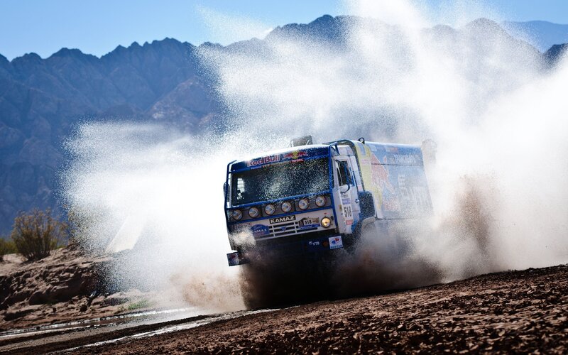 Racing Truck Splashing Water — Blue, Dynamic, Afternoon, Photograph