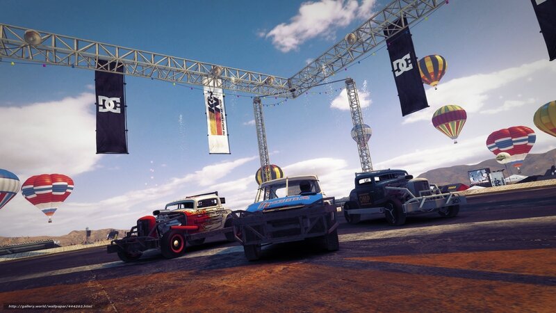 Racing trucks at hot air balloon festival