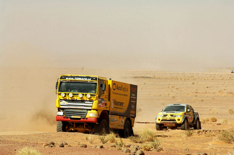 Racing Trucks in Desert — Yellow