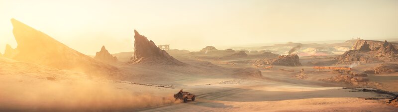 Racing Vehicle in Desert — Orange