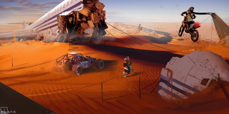 Racing Vehicles in Desert