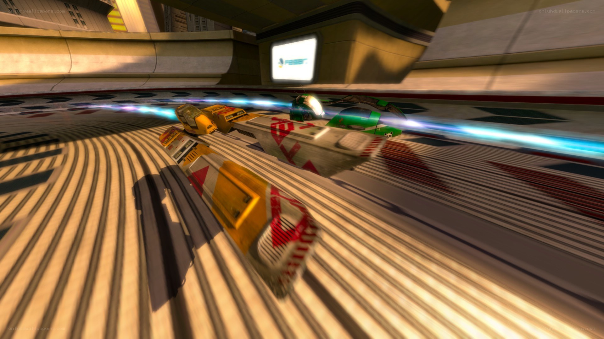 racing vehicles on a track