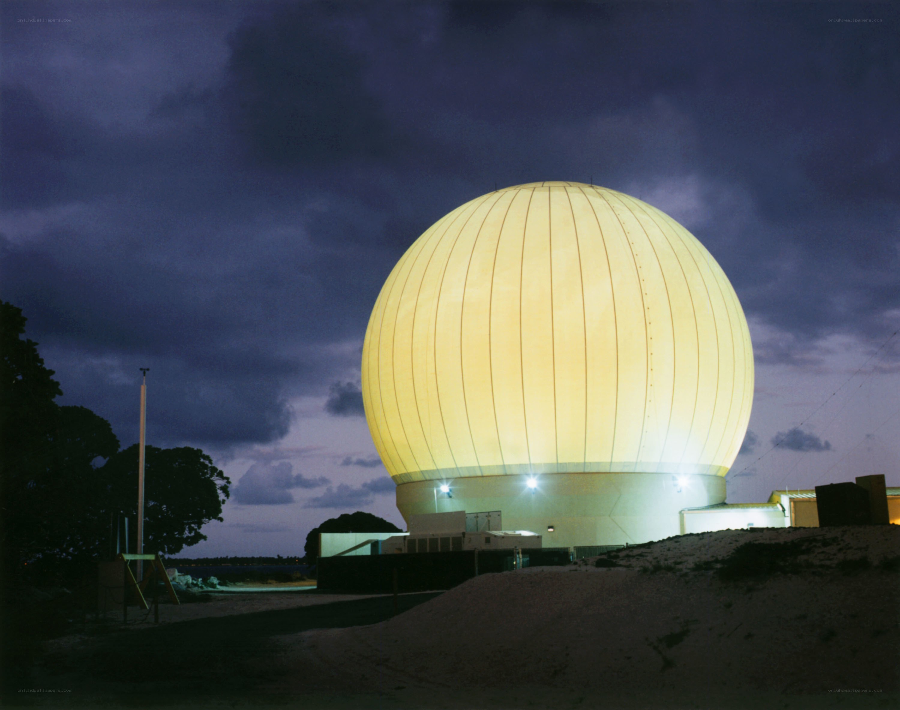radar dome at dusk