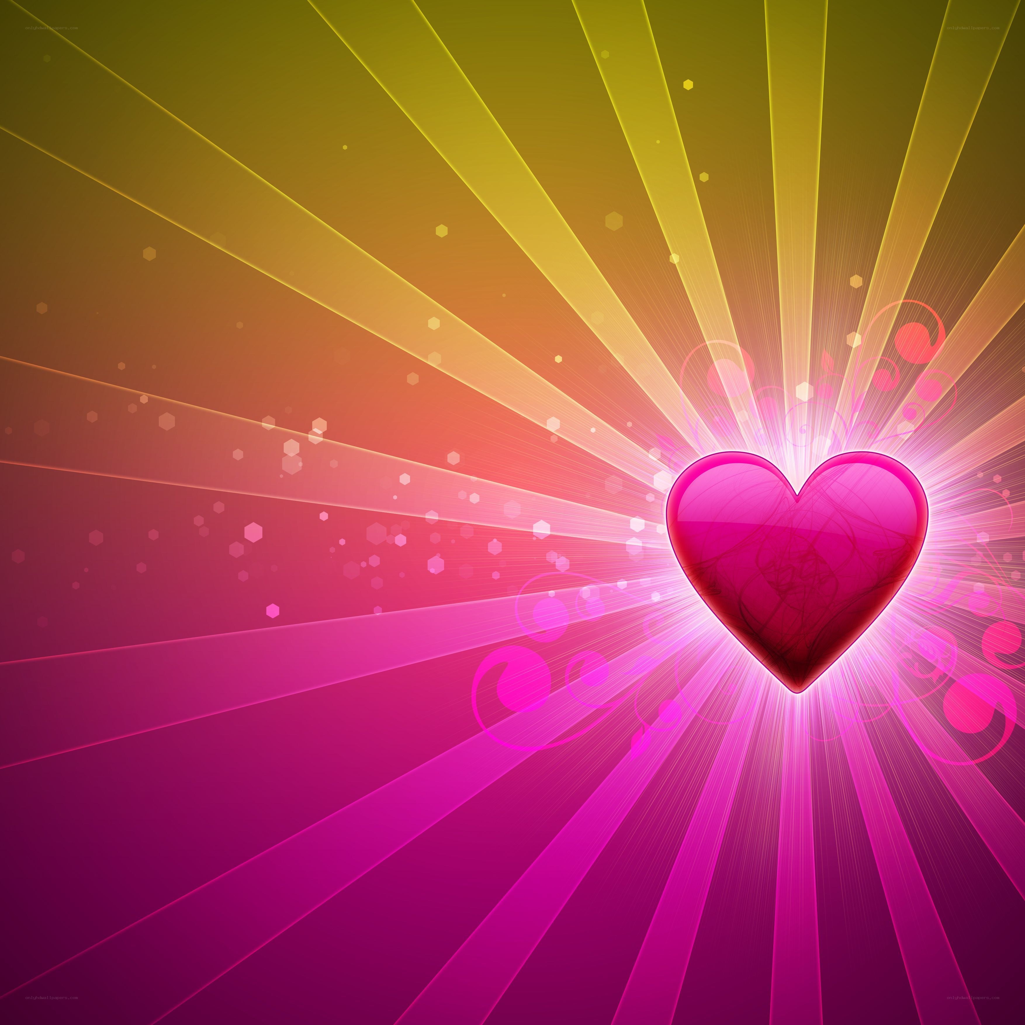 Radiant heart with colorful rays