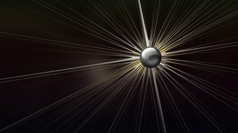 radiant sphere with light beams