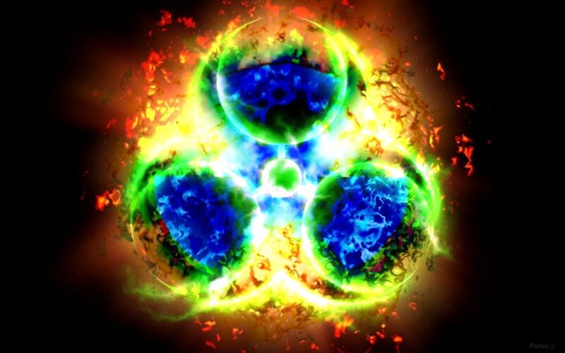 radiation hazard symbol explosion
