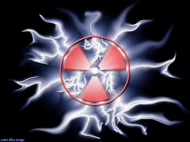 Radiation symbol with lightning