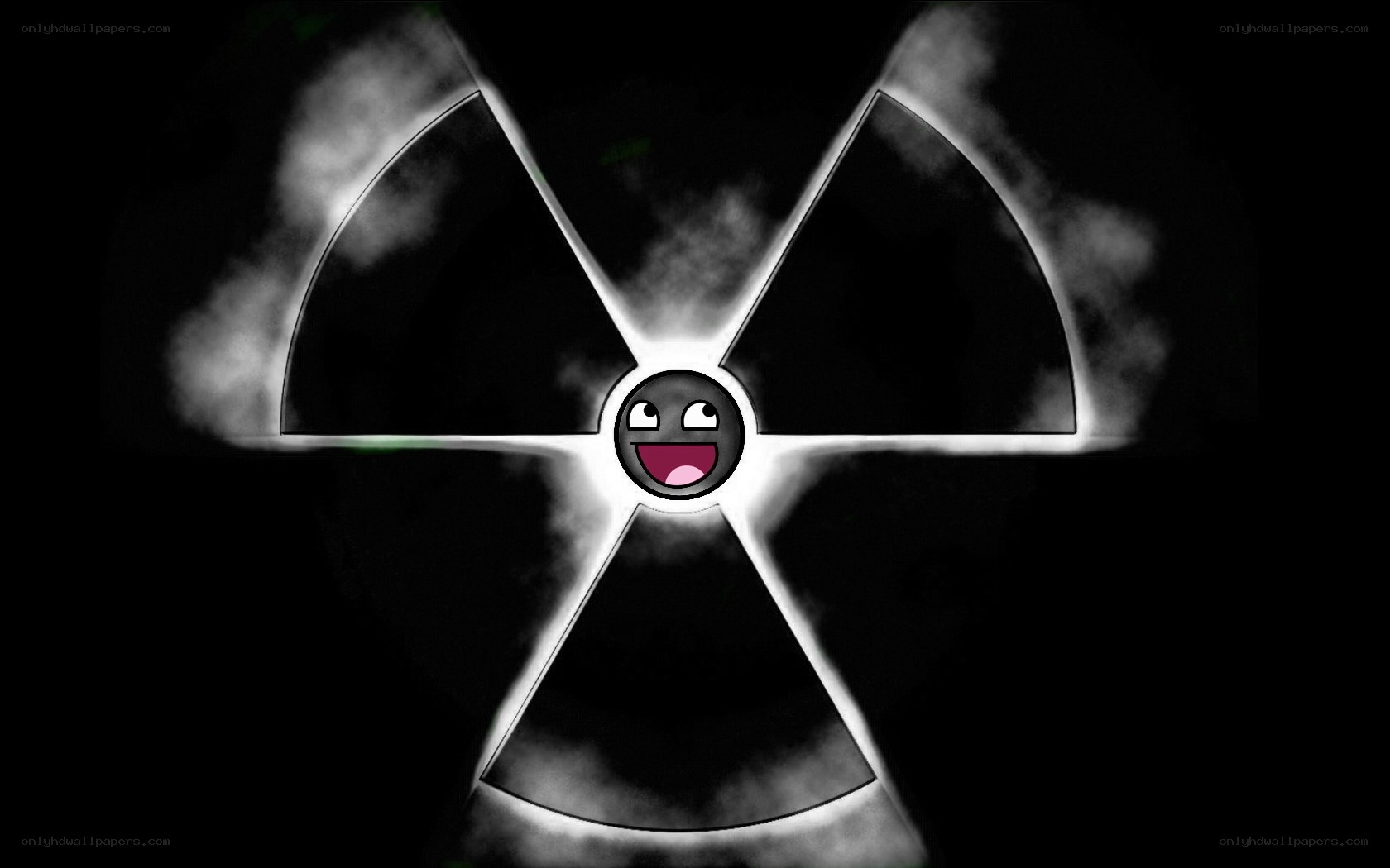 radiation symbol with smiley face