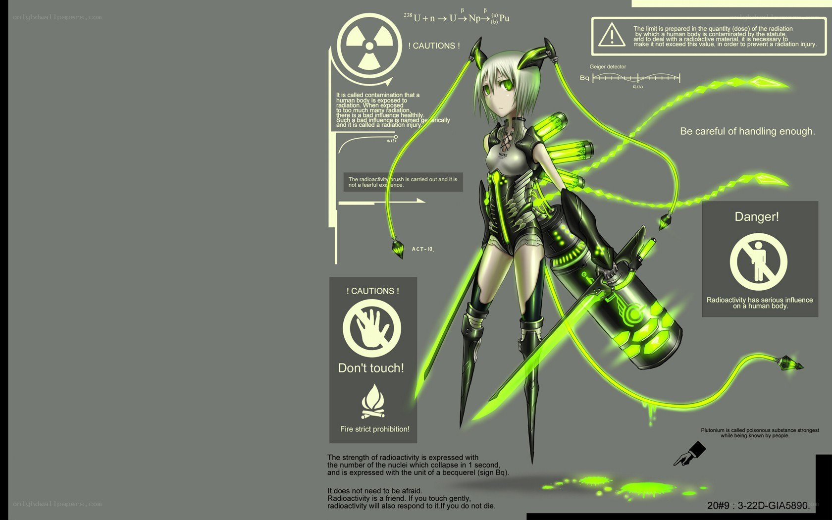 Radiation-themed anime character concept