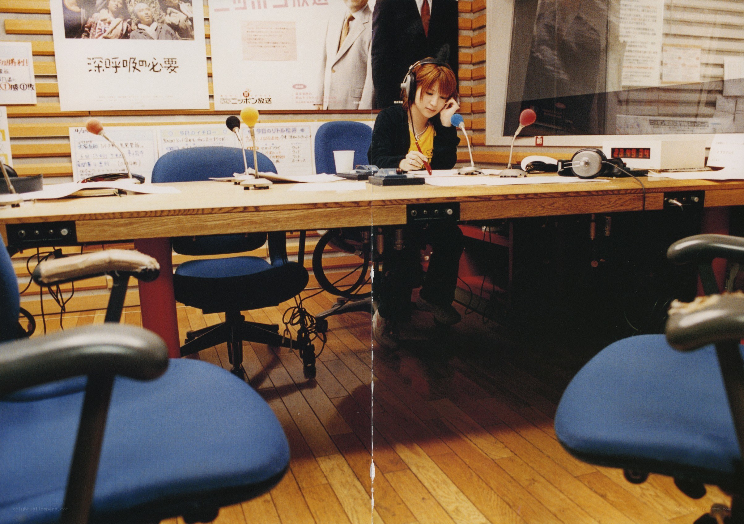 Radio studio with person at desk