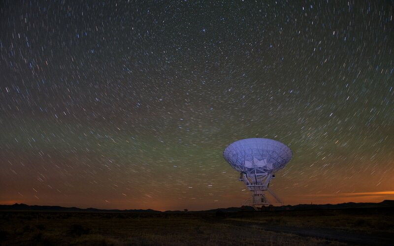 Radio Telescope at Night — Black