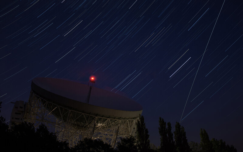 Radio Telescope at Night — Dark Blue