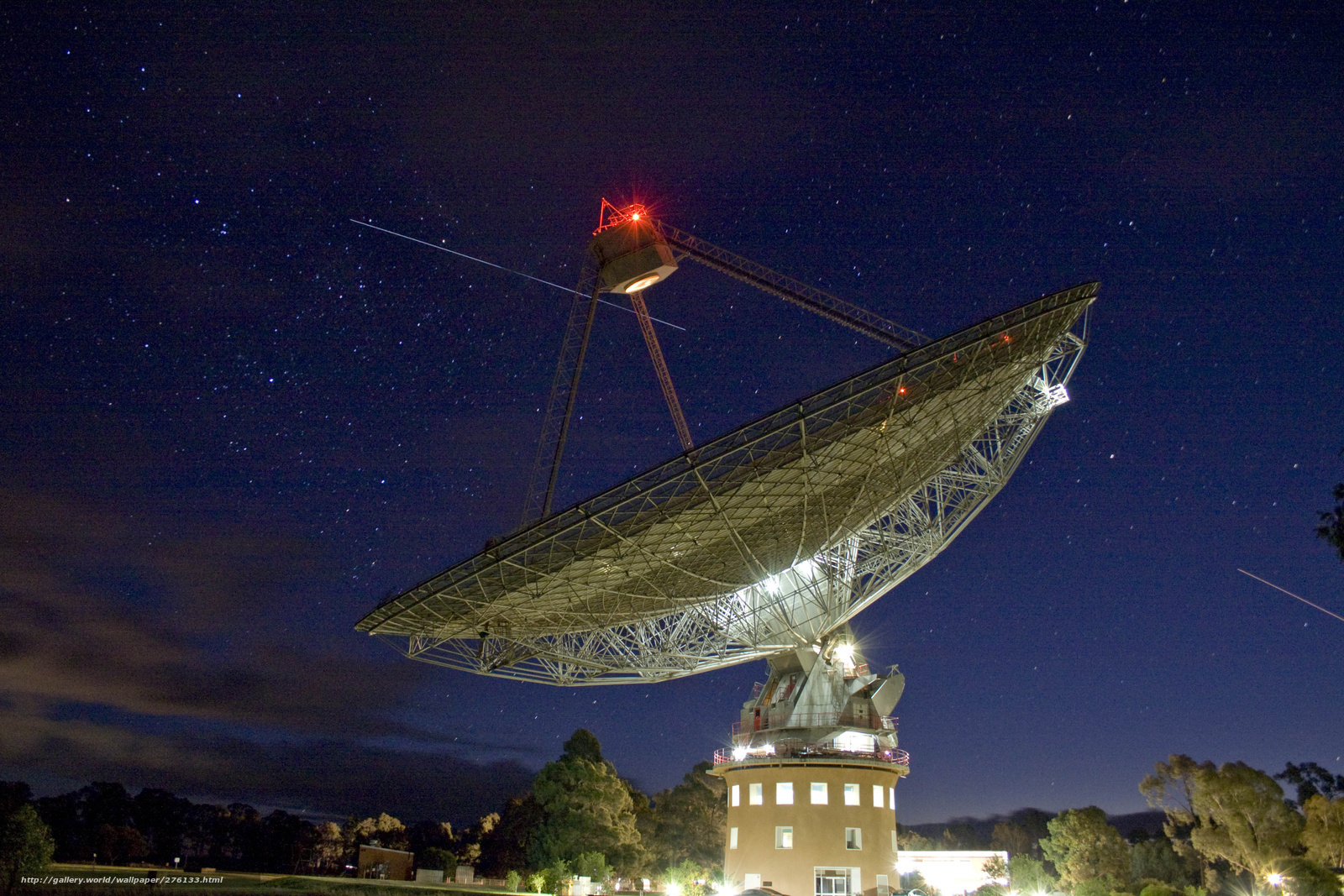 Radio telescope at night