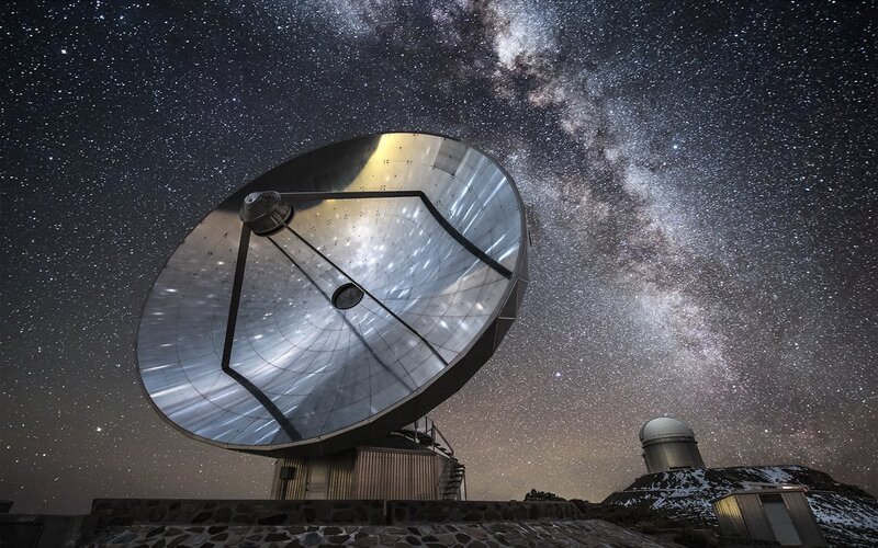 Radio Telescope under Stars — Black