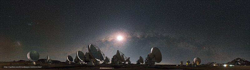 Radio Telescopes at Night — Black, Serene
