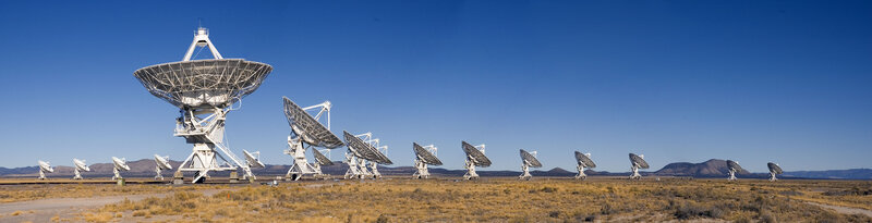 Radio Telescopes in Desert — Blue