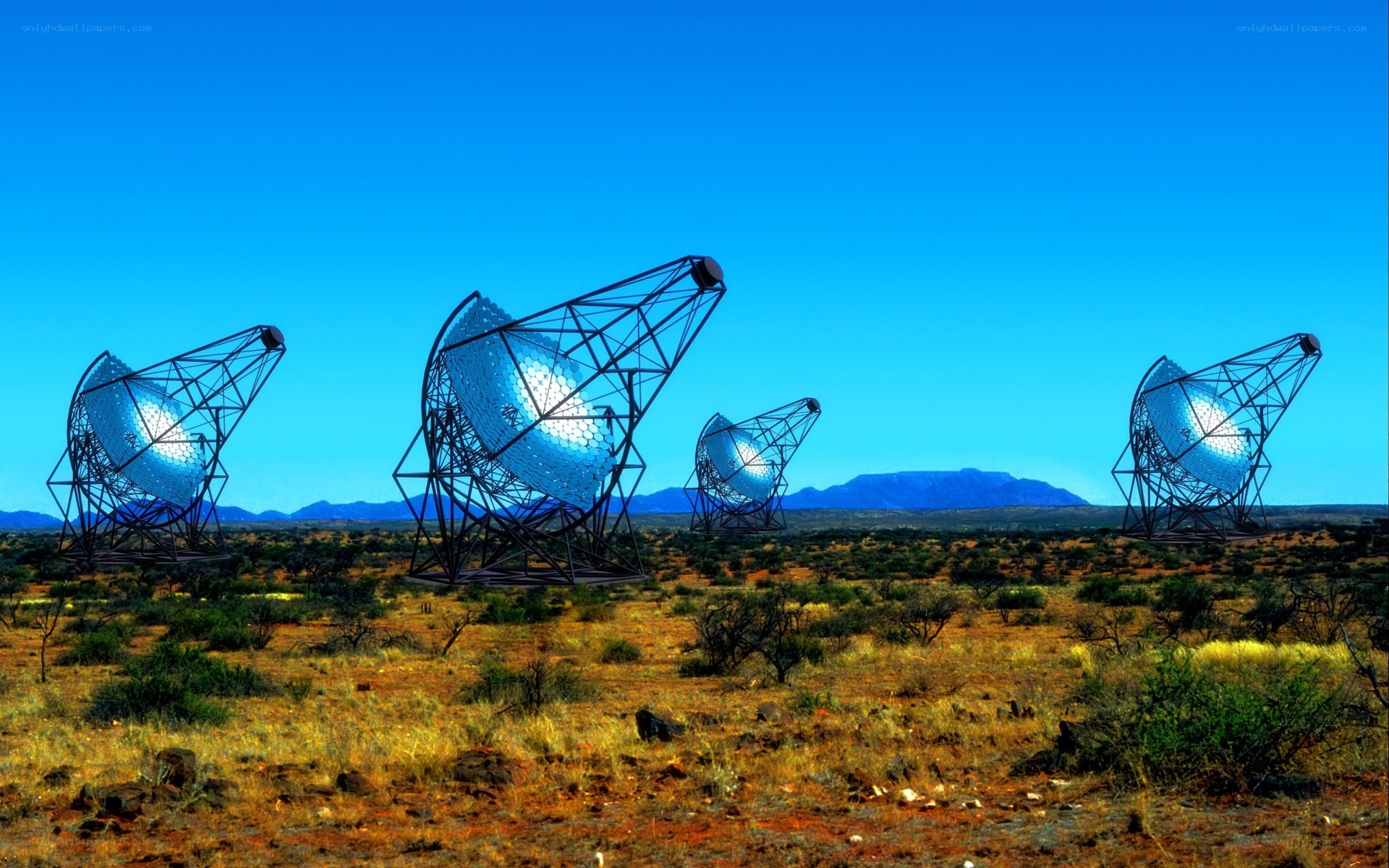 Radio telescopes in desert