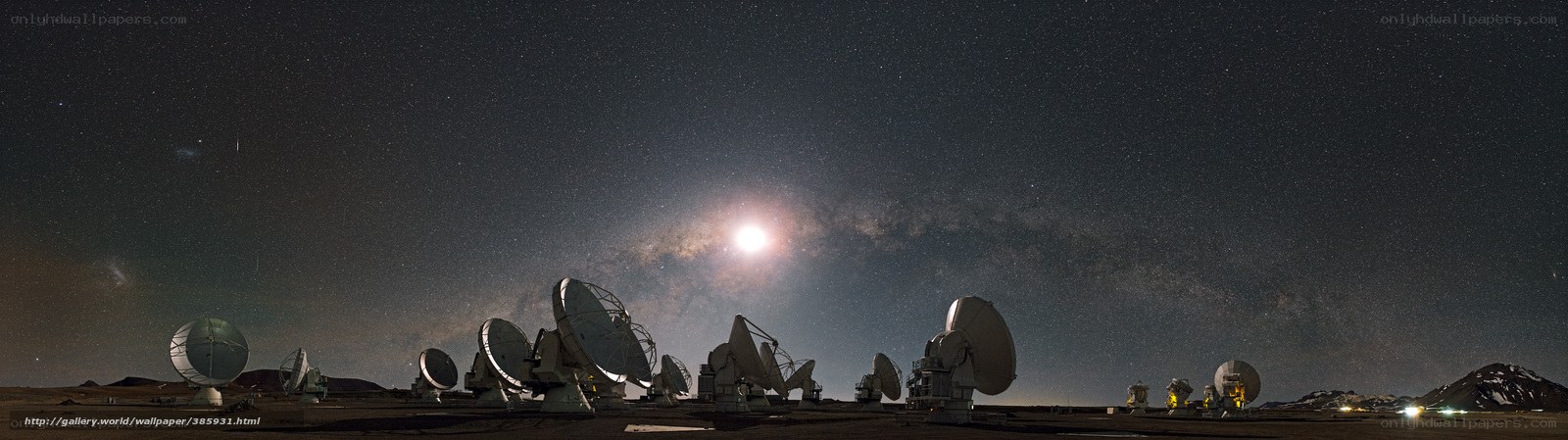 Radio telescopes under starry sky