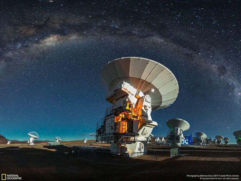 Radio Telescopes under Stars — Black, Serene, Night, Photograph, Milky Way