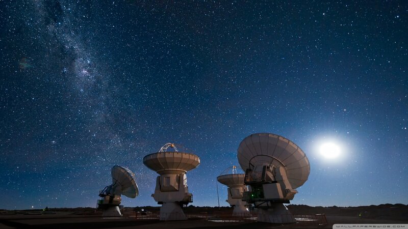 Radio Telescopes under Stars — Blue