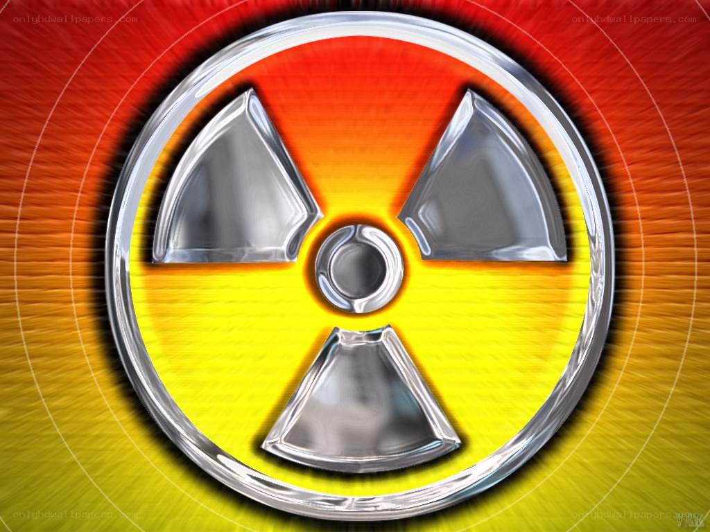 Radioactive symbol on fiery background
