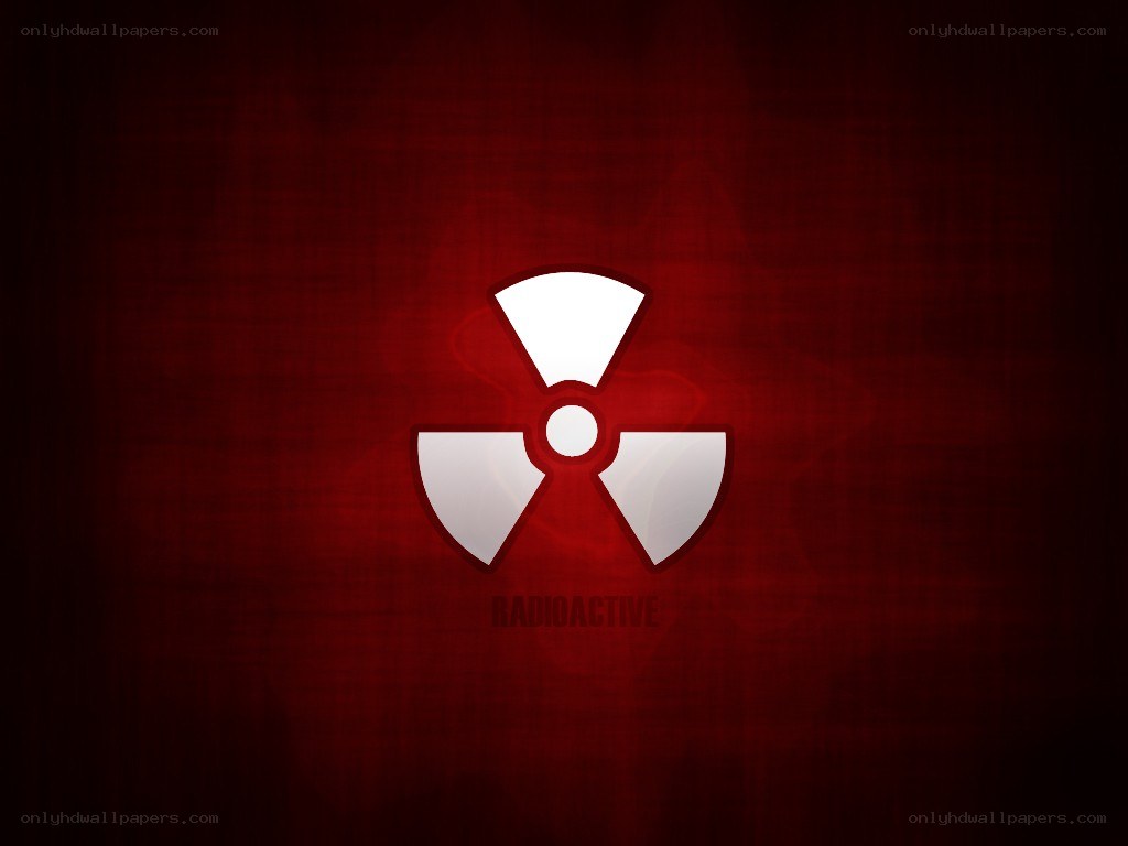 Radioactive symbol on red background