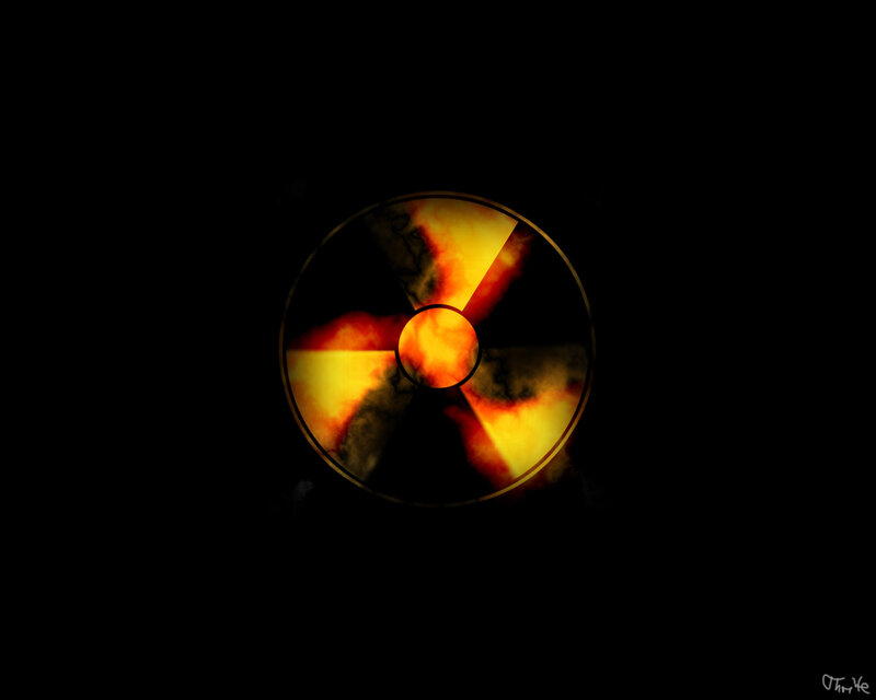 Radioactive symbol with fire effect