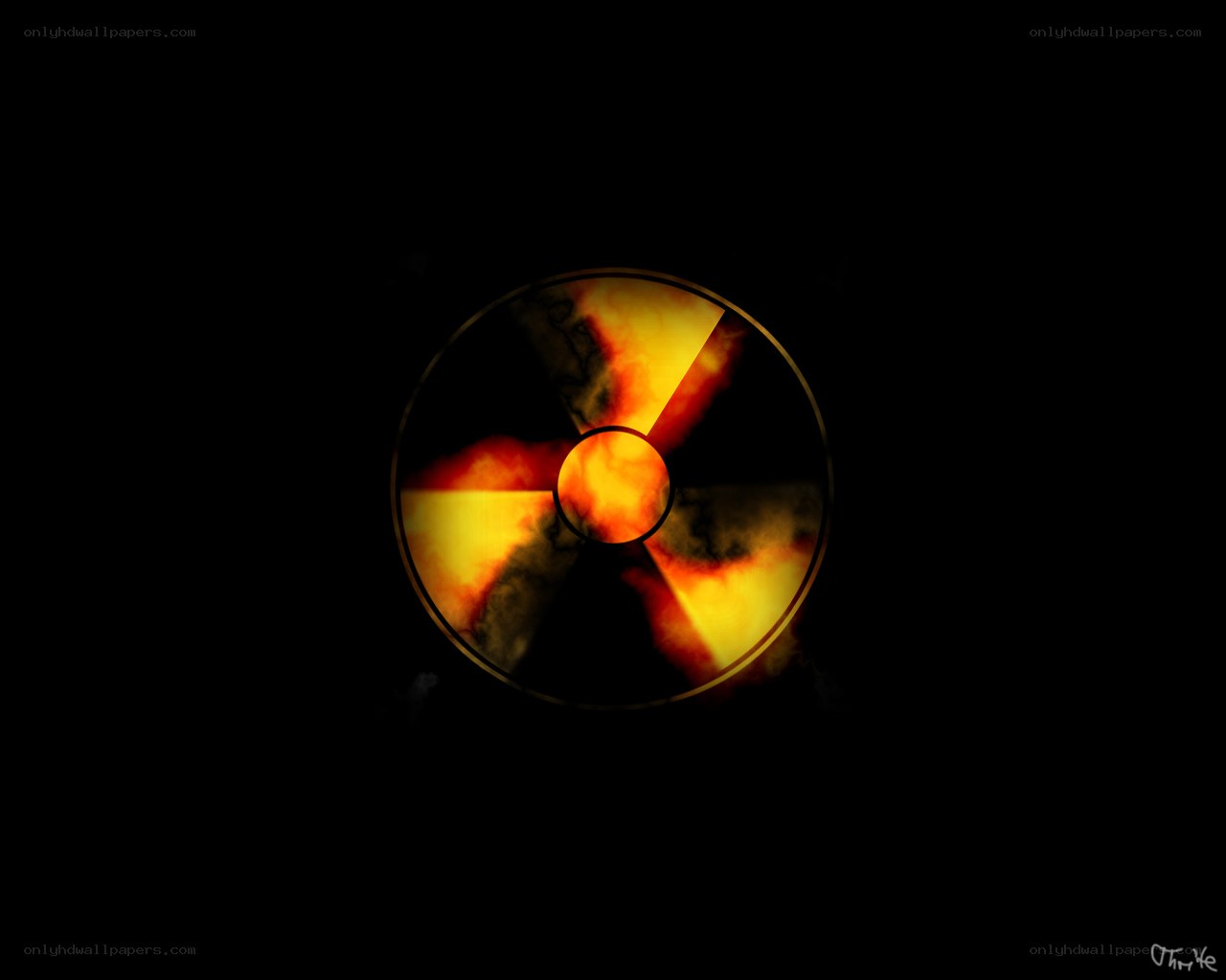 Radioactive symbol with fire effect