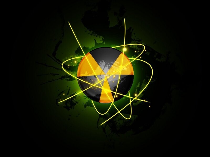 Radioactive symbol with glowing lines
