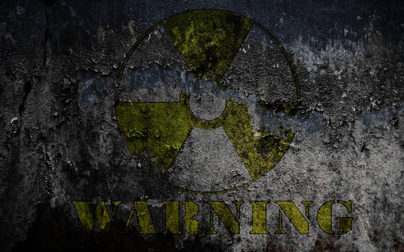 Radioactive Warning Sign — Black, Dramatic