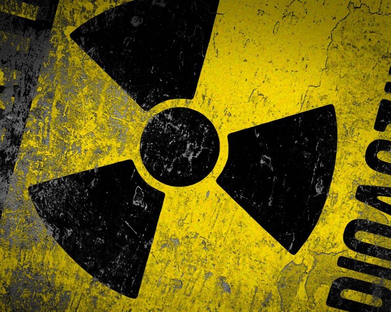 Radioactive Warning Symbol — Yellow Background, Black Symbol