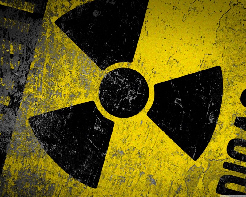 Radioactive Warning Symbol — Yellow, Illustration, Yellow Background