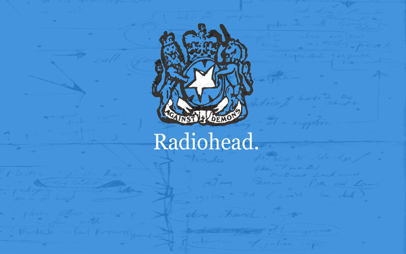 Radiohead logo on blue background