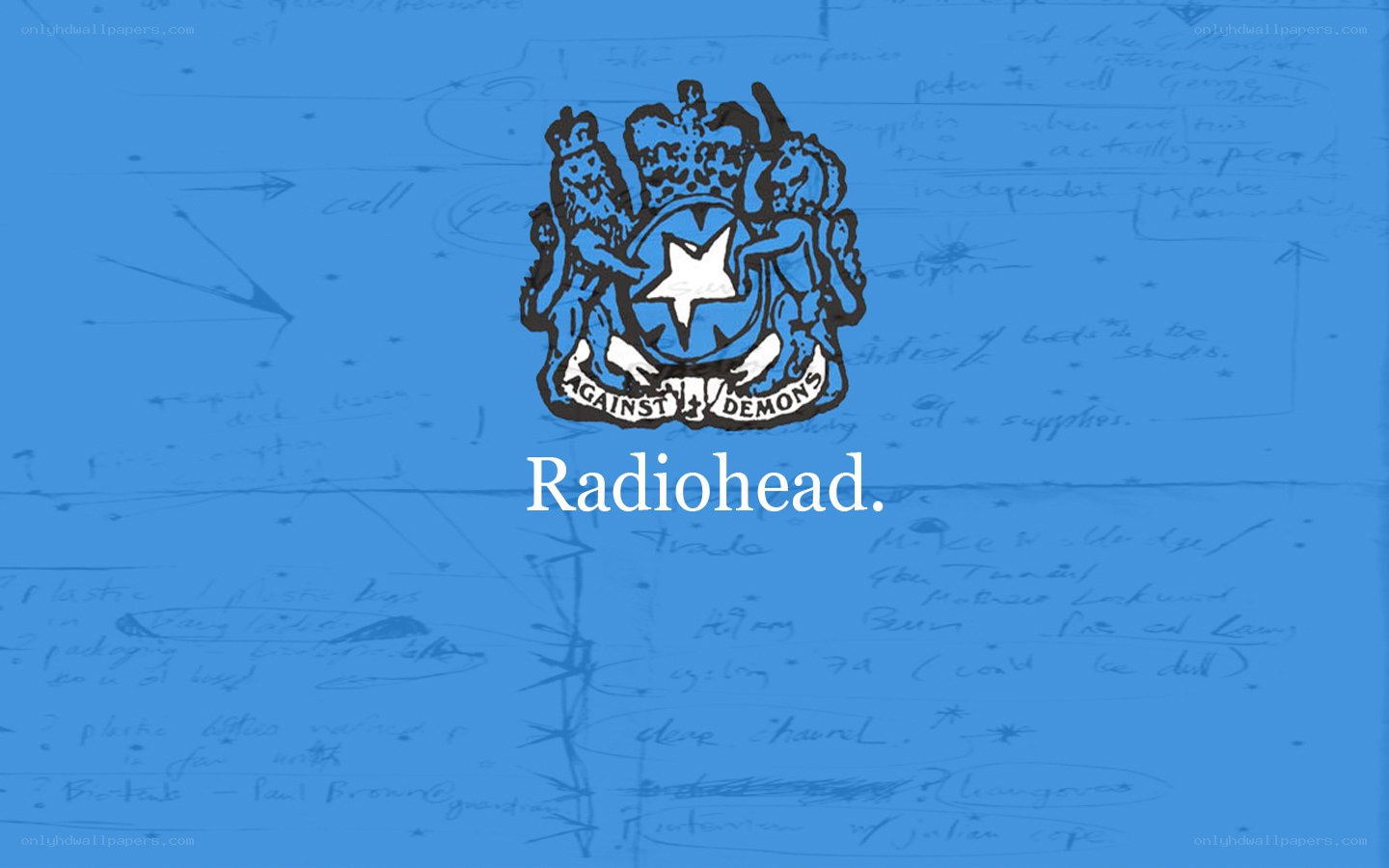 Radiohead logo on blue background