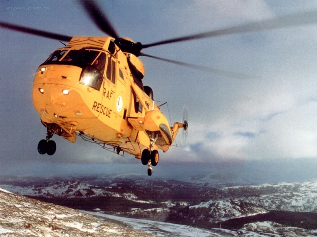 RAF rescue helicopter in flight
