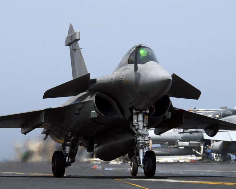 Rafale fighter jet on aircraft carrier