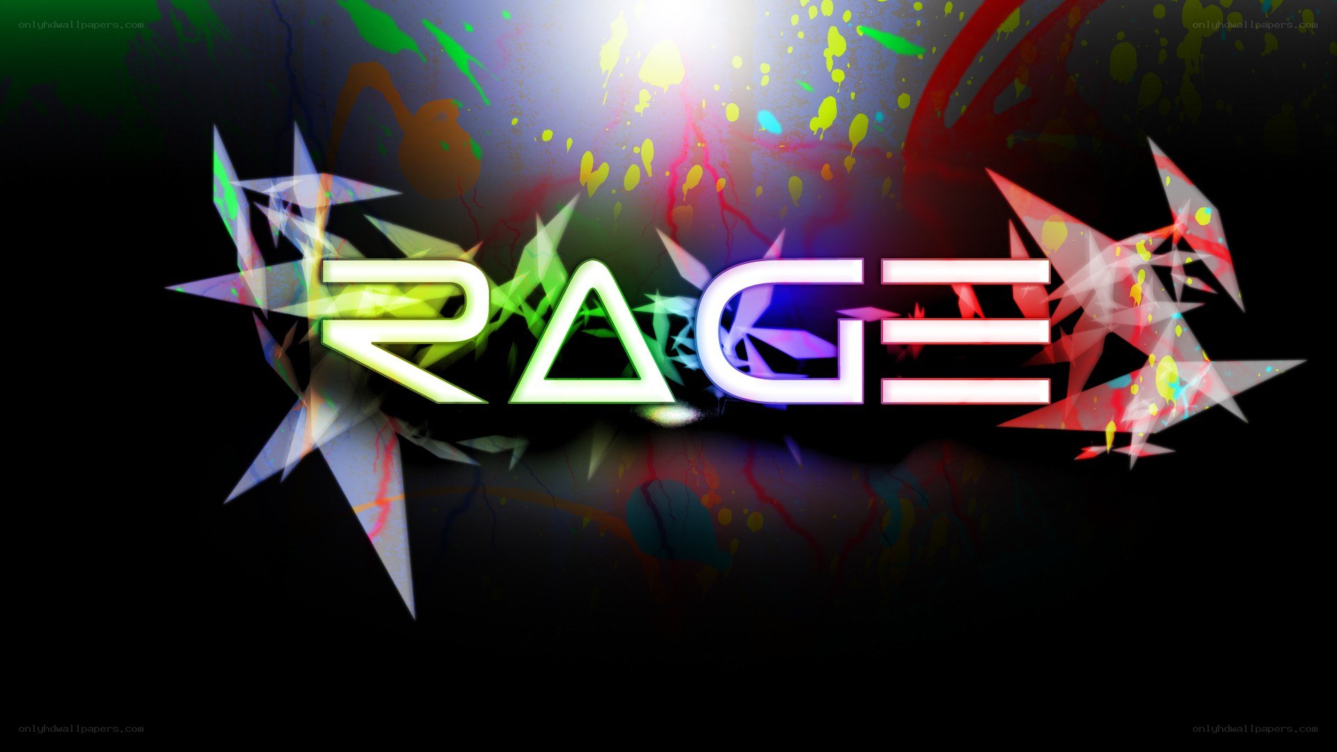Rage logo with colorful splatter