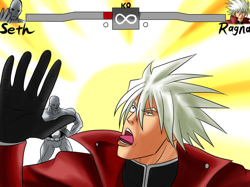 Ragna in a fighting game