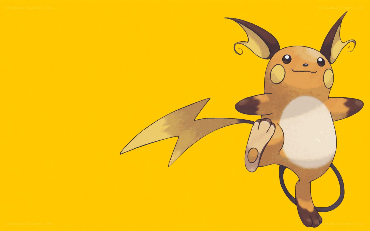 Raichu on a yellow background