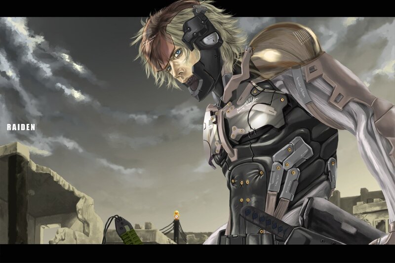 Raiden in a war-torn landscape