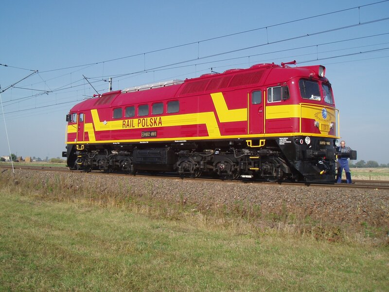 Rail Polska locomotive on tracks