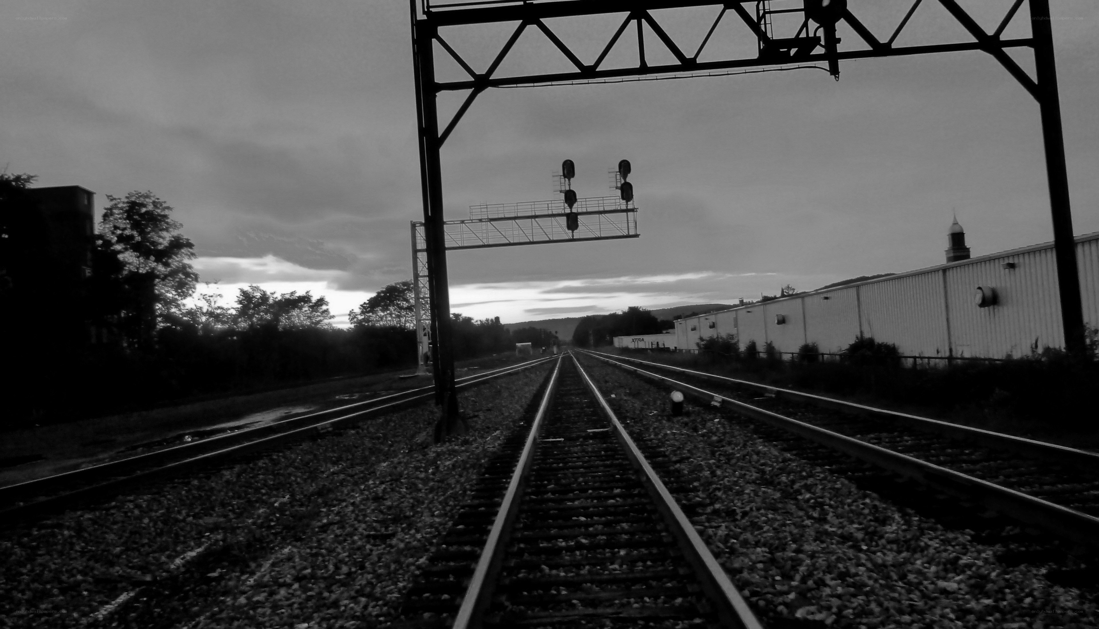 rail tracks at dusk