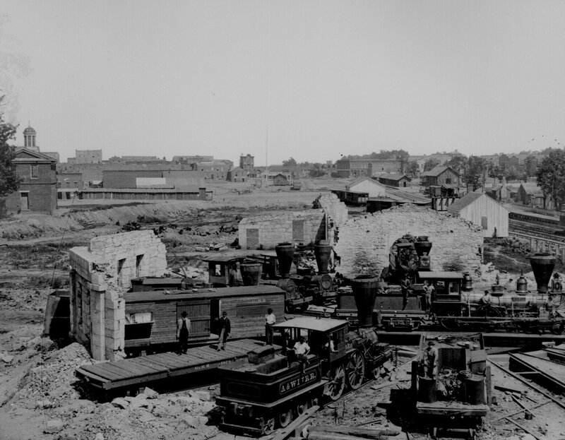 Rail yard after destruction