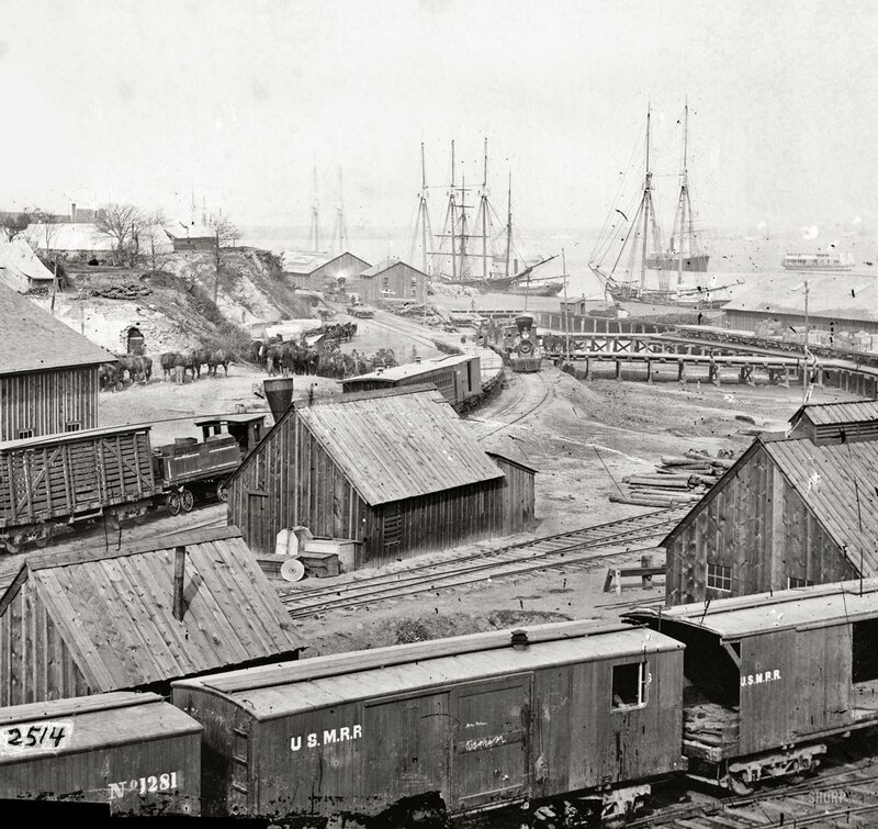 Rail yard at a busy port