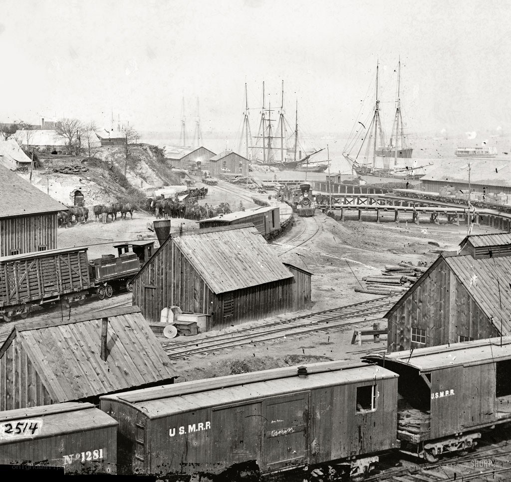 Rail yard at a busy port